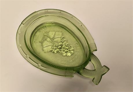 Vintage Imperial Glass Clear Green Paul Revere Concord 1775 Horseshoe Dish