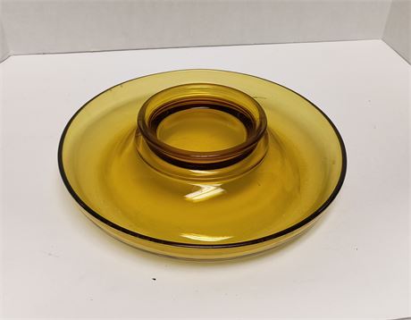 Amber Glass Serving Bowl