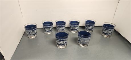 8 Royal Brand Currier And Ives Drinking Glasses