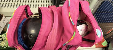 Children's Bowling Bag With Bowling Ball & Brunswick Bowling Shoes. Size 8 1/2