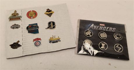 Various Sports Collectible Sports Pins & Marvel Avengers Collectible Pins