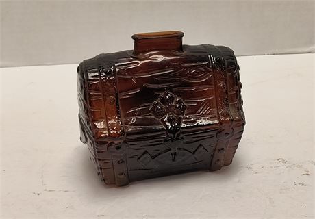 Vintage Amber Glass Treasure Chest Bank