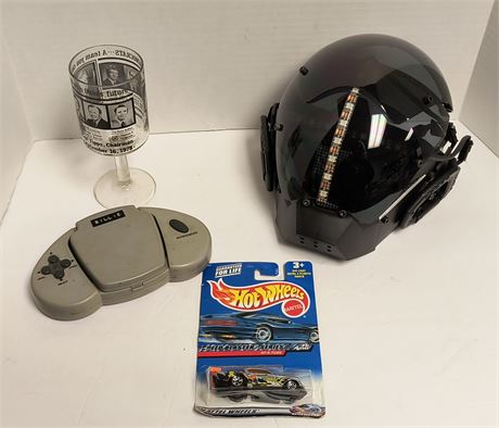 Handheld video game and Helmet