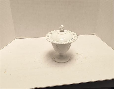 Atlantic Footed Milk Glass Compote With Lid
