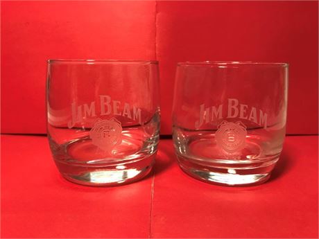 2 Jim Beam Bourbon Glasses