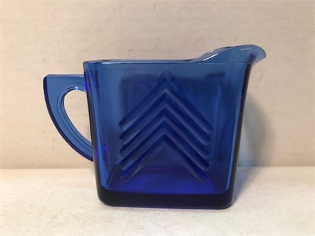 Vintage Hazel Atlas Cobalt Blue Chevron Creamer