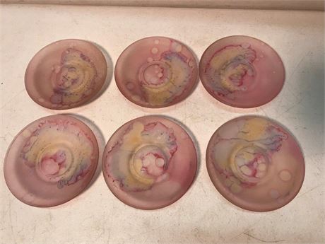 Vintage Rueven Style Art Glass Saucer Plates