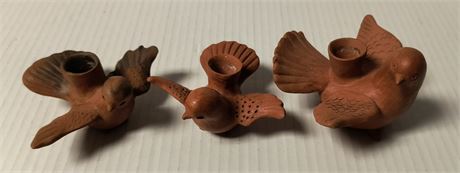 Possible Clay Or Pottery  bird candle holders