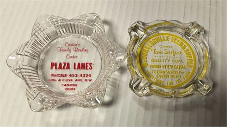 2 Vintage Glass Ashtrays