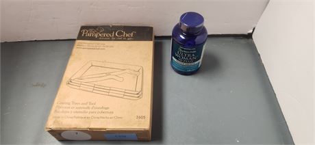 Pampered Chef Coating Tray And Tool & New Ultra-Woman 50 Plus Multi Vitamins