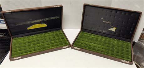 2 Empty Wood Ring Display Cases