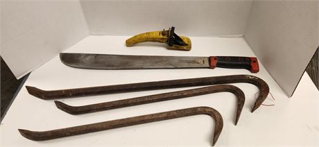 Pry Bars & Oil Can Pour Spout  & Corona Machete