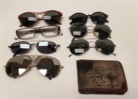 Various Sunglasses & Star Wallet