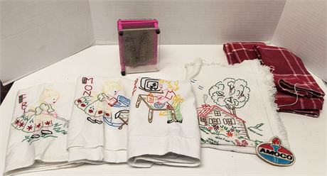 Vintage Amco Patch & Vintage Linens & Toy