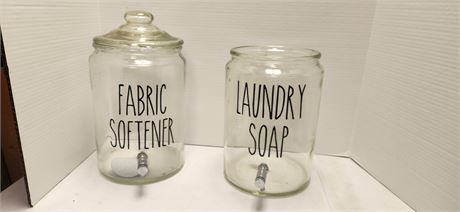 Laundry & Fabric Softener Glass Containers. One Is Missing A lid