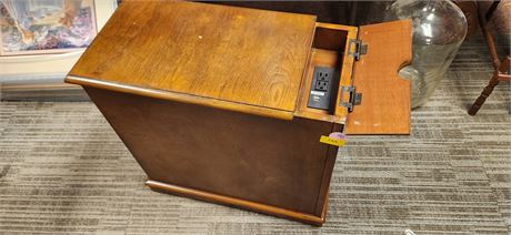 Powell Butler Hazelnut Accent Table With Storage & Charging Station