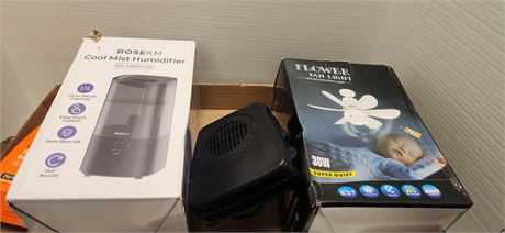 Rose KM Cool Mist Humidifier 1.1 Liter & 30w Flower Fan Light & Misc.