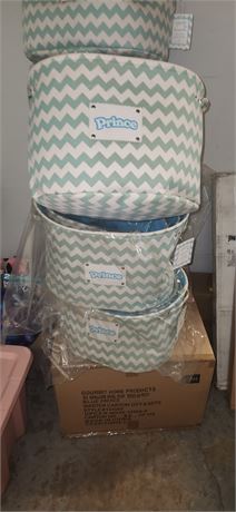 Lot Of Canvas Storage Baskets. Some Have Water Marks On Them