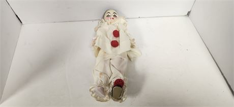 Effenbee Porcelain Clown Doll. Missing One Shoe & Clothes Are Dirty