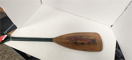 Decorative Wood Paddle With Fish Painted On It