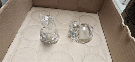 2 Glass Cat Figures