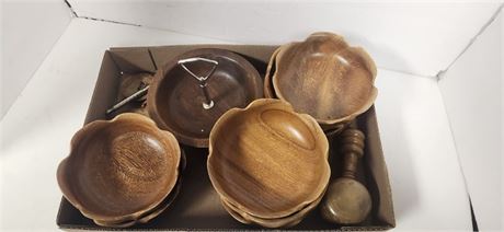 Vintage Wood Bowls & Nut Bowl & Nut Cracker & Misc.