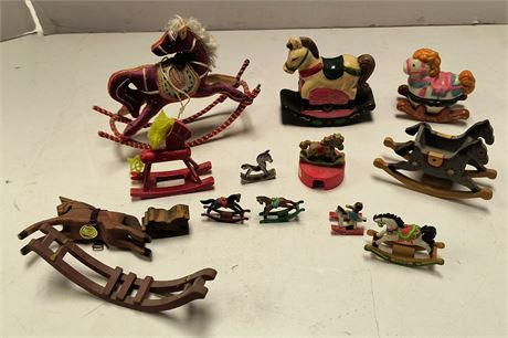 Various Collectible Wood Rocking Horses