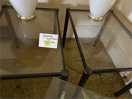 Glass Top End Tables (2)