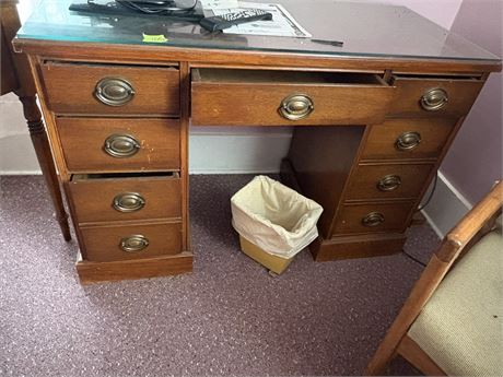 Wood, Glass Top Desk