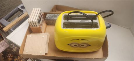 Minion Toaster & Box Of Matches & Coasters