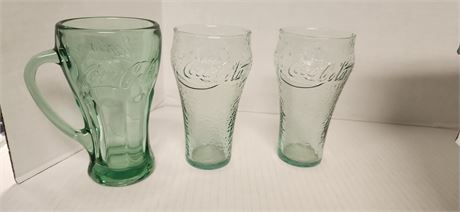 3 Coca Cola Drinking Glasses