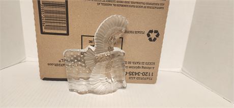 American Eagle/Flag Clear Glass Paper Weight