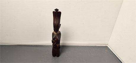 Wood Carved Lady With Baby Statue
