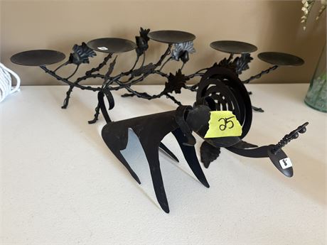 Metal Candle Holder, Metal Dog and Snail