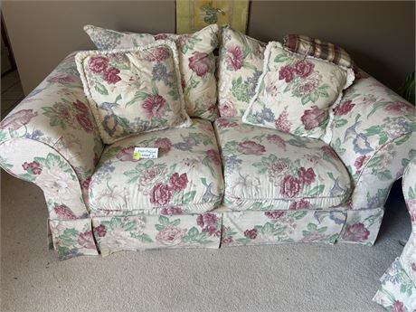 Overstuffed Floral Loveseat