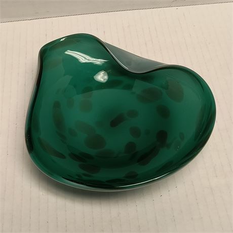 Hand Blown Green Glass Bowl