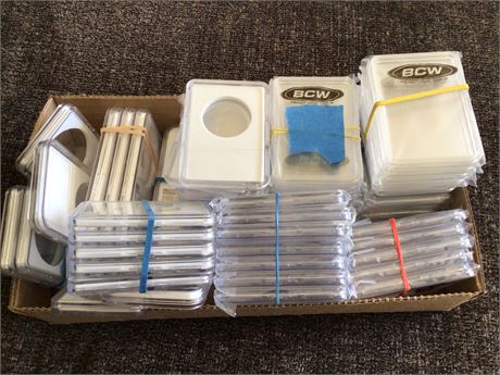 Over 50 Miscellaneous Plastic Coin Display Cases