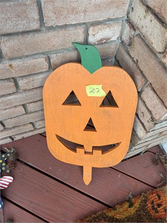 Wood Pumpkin and Rug
