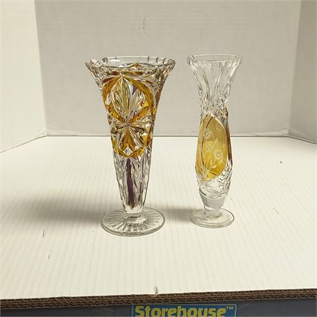 2 Glass Vases. One Vase Has Some Chips In It
