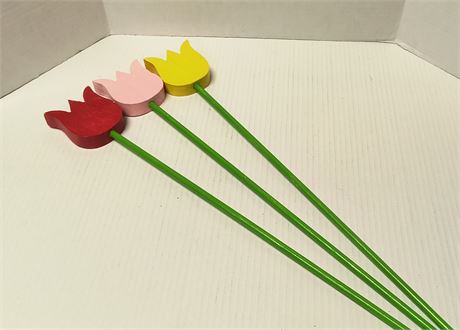 3 Decorative Wood Flowers