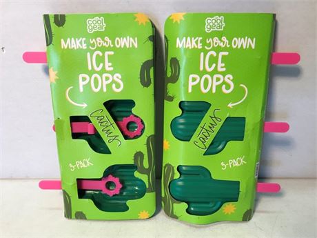 2 3-Pack Cool Gear Make Your Own Ice Pops Cactus Molds