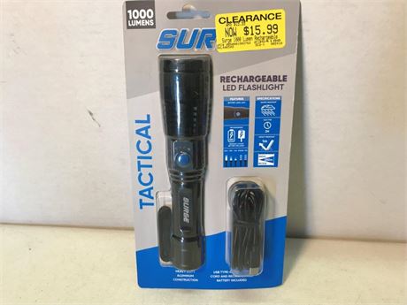 Surge Tatical Rechargeable LED 1000 Lumens Flashlight
