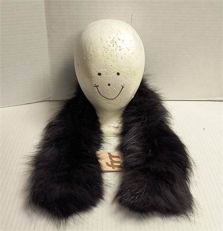 FRR Black Dyed Fox Fur.  (Styrofoam Head NOT Included)