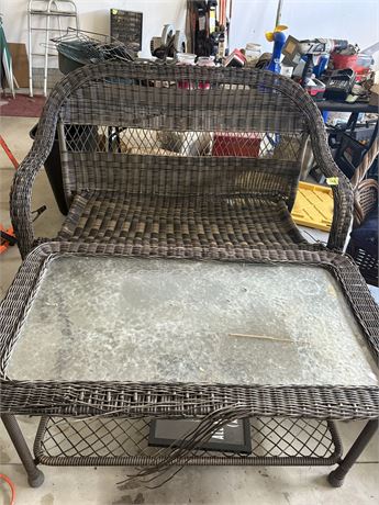 Wicker Sofa and Table