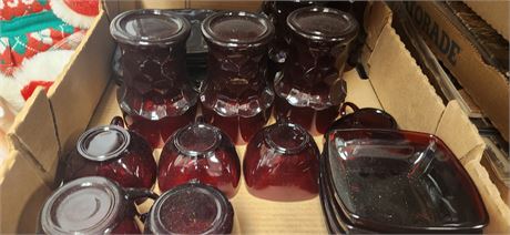 Lot of red glassware