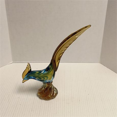 Unmarked Art Decor Glass Bird Statue. Beak It Broken.