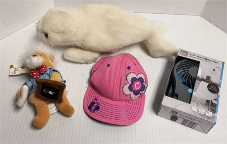 Portable Fan & Plush Toy & Pink Cleveland Indians Hat & Seal Hand Puppet