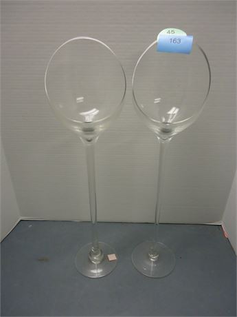 2 Clear Glass Unique Candle Holders