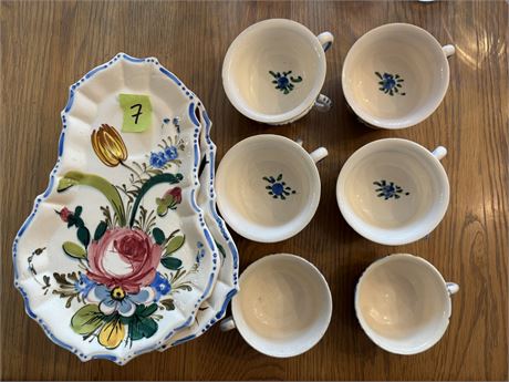 Hand Painted Snack Plates and Cups