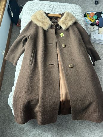 Vintage Fur Collar Wool Coat, Stern and Mann's